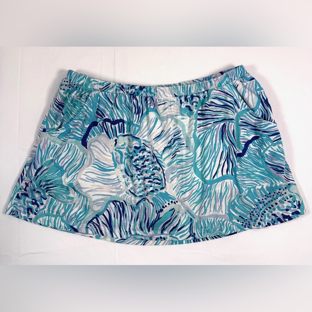 LILLY PULITZER Fishful Thinking Bermuda Blue‎ Opal Mini Skort Size XL (12-14)